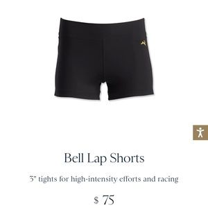 Tracksmith women’s bell lap shorts in black size s